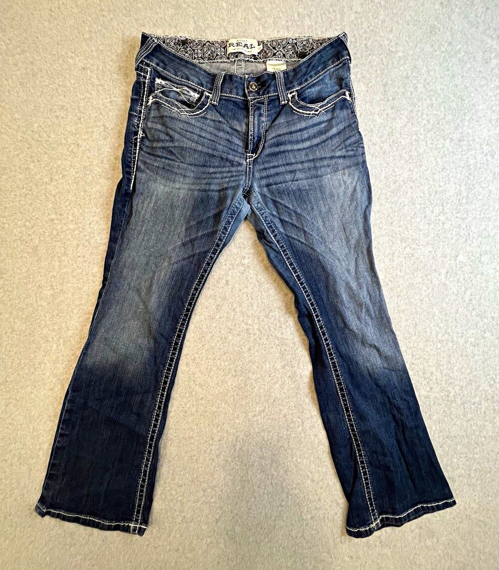 Ariat R.E.A.L. Womens Mid Rise Bootcut Jeans Blue Med Wash Stretch